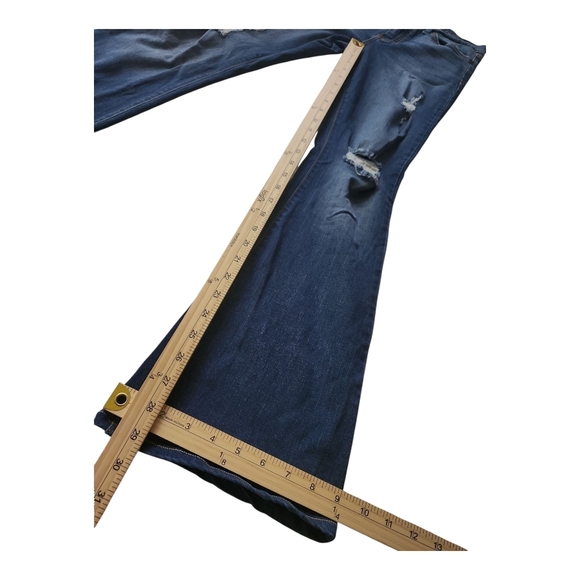 Angry Rabbit Distressed Flare Jeans – Size 29/9, Stretch Denim, High Rise Boho - Picture 5 of 8